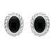 Silver Whitby Jet Rope Edge Oval Stud Earrings E289