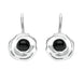 Silver Whitby Jet Rose Stone Centre Hook Earrings E1916
