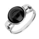 Silver Whitby Jet Round Skull Shank Ring R935