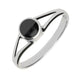 Silver Whitby Jet Round Split Shoulder Ring R029