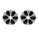 Sterling Silver Whitby Jet Six Stone Flower Stud Earrings. E1963.