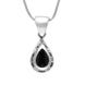 Sterling Silver Whitby Jet Small Beaded Pear Necklace P165