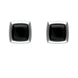 Sterling Silver Whitby Jet Square Edge Stud Earrings. E2129.