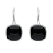 Sterling Silver Whitby Jet Stone Cushion Drop Earrings E1917