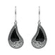 Sterling Silver Whitby Jet Tear Shape Oxidised Drop Earrings E1955