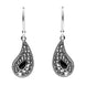 Sterling Silver Whitby Jet Teardrop Oxidised Drop Earrings, E1925