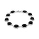 Sterling Silver Whitby Jet Ten Stone Oval Link Bracelet, 