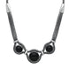 Silver Whitby Jet Three Stone Foxtail Necklace N684