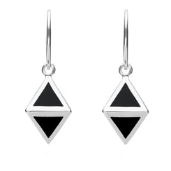 Sterling Silver Whitby Jet Triangular Prism Hook Earrings E2014