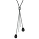 Silver Whitby Jet Two Pear Snake Twist Necklace N793