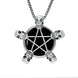 Silver Whitby Jet Unique Pentagram 5 Skulls Necklace P3583C