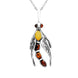 Sterling Silver Amber Small Dragonfly Necklace, P3344 