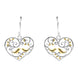 Sterling Silver Yellow Gold Bird Vine Open Heart Hook Earrings E2375