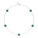 Sterling Silver Malachite Bloom Four Leaf Clover Necklace