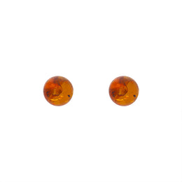 Sterling Silver Amber 6mm Ball Stud Earrings, E1344
