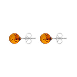 Sterling Silver Amber 6mm Ball Stud Earrings, E1344