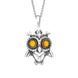 Sterling Silver Amber Small Owl Necklace, P3157
