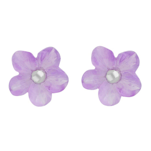 Sterling Silver Amethyst Tuberose 8mm Desert Rose Stud Earrings