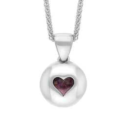 Sterling Silver Blue John Heart Disc Necklace