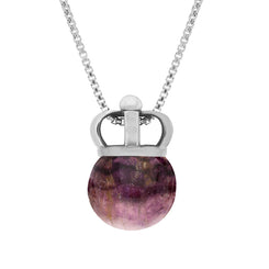 Sterling Silver Blue John Royal Crown 11mm Bead Pendant, P1919.