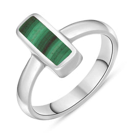 Sterling Silver Malachite Slim Oblong Ring