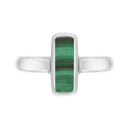 Sterling Silver Malachite Slim Oblong Ring