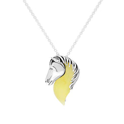 Sterling Silver Milky Amber Medium Horse Head Necklace, P3596_MILKY