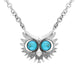 Sterling Silver Turquoise Owls Face Necklace. N945.