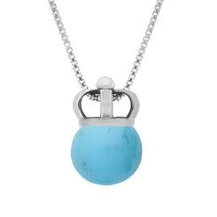Sterling Silver Turquoise Royal Crown 11mm Bead Pendant, P1919.