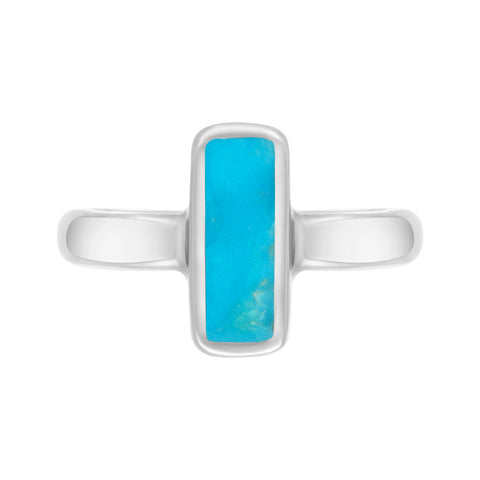 Sterling Silver Turquoise Slim Oblong Ring. R405.