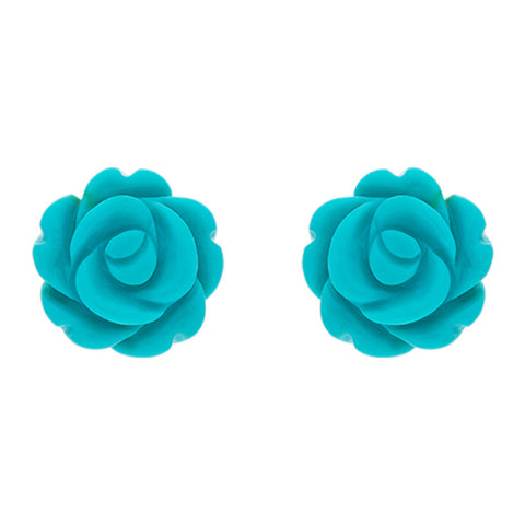 Sterling Silver Turquoise Tuberose Rose Stud Earrings, E2151.