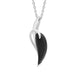 Sterling Silver Whitby Jet Abstract Leaf Necklace