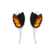 Sterling Silver Whitby Jet Amber 2 Stone Leaf Earrings, E2615