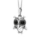 Sterling Silver Whitby Jet Small Owl Necklace, P3157.