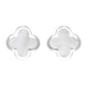 Sterling Silver WHITE MOP Bloom Four Leaf Clover Stud Earrings, E2465