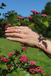 Sterling Silver White Mother of Pearl Eden Marquise Flower Bracelet
