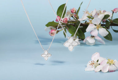 Sterling Silver White Mother of Pearl Eden Small Marquise Flower Necklace