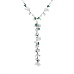 Sterling Silver Freshwater Pearl Turquoise Bead Drop Necklace D N421B