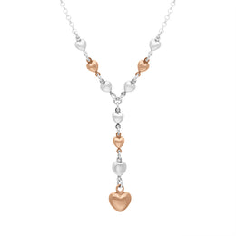 Sterling Silver Rose Gold Plated Heart Drop Necklace D N579