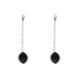 Sterling Silver Whitby Jet Marquise Chain Drop Earrings E2037