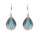 Sterling Silver Turquoise Marquise Shape Wave Wood Effect Earrings