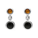 Sterling Silver Baltic Amber Whitby Jet Graduated Drop Earrings. E1564