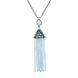 Sterling Silver Black Rhodium Blue Topaz Round Cascade Tassel Necklace PUNQ0005477
