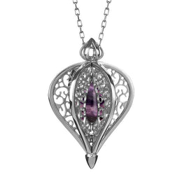 Sterling Silver Blue John Flore Filigree Small Necklace P2338C