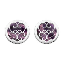 Sterling Silver Blue John Flore Filigree Stud Earrings, E1782