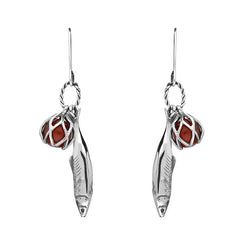 Sterling Silver Emma Stothard Silver Darling Amber Float Charm Hook Earrings, E2582.