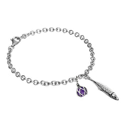 Sterling Silver Emma Stothard Silver Darling Amethyst Float Charm Bracelet, B1204.