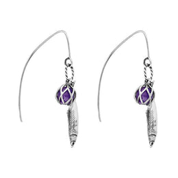 Sterling Silver Emma Stothard Silver Darling Amethyst Float Charm Hook Earrings, E2582_2