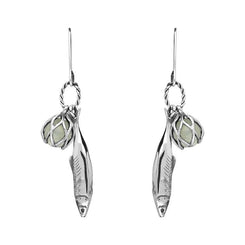 Sterling Silver Emma Stothard Silver Darling Green Quartz Float Charm Hook Earrings, E2582.