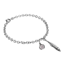 Sterling Silver Emma Stothard Silver Darling Rose Quartz Float Charm Bracelet, B1204.